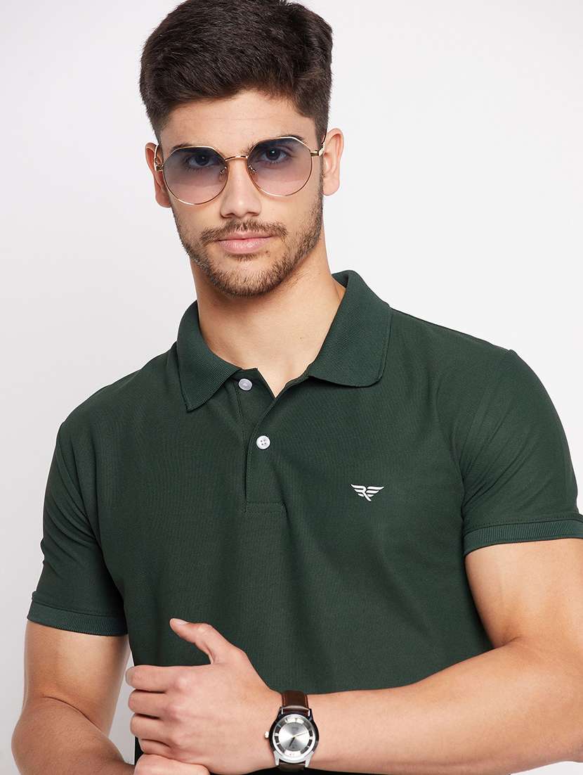 men solid short sleeve polo t-shirt