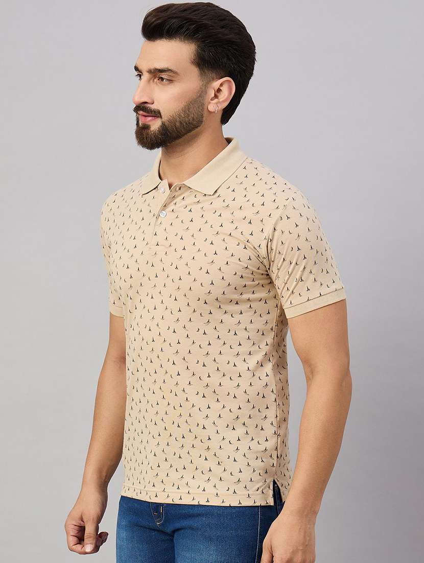 men printed short sleeve polo t-shirt - 22291535 -  Standard Image - 1
