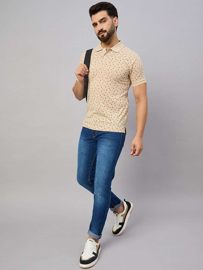 men printed short sleeve polo t-shirt - 22291535 -  Standard Image - 4