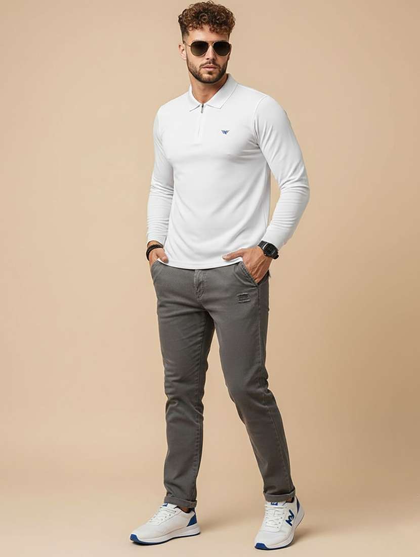 men solid long sleeve polo t-shirt