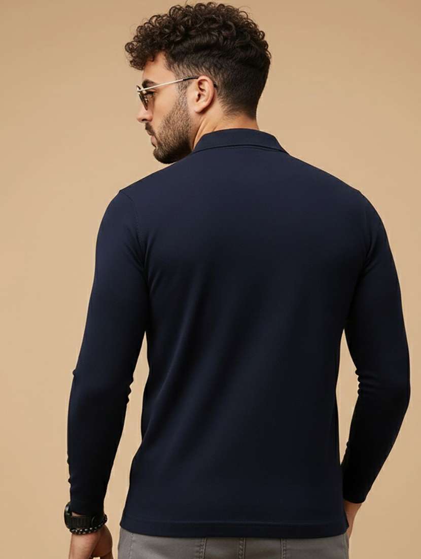 men solid long sleeve polo t-shirt - 22291582 -  Standard Image - 1