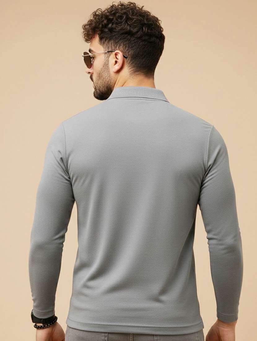 men solid long sleeve polo t-shirt - 22291611 -  Standard Image - 1