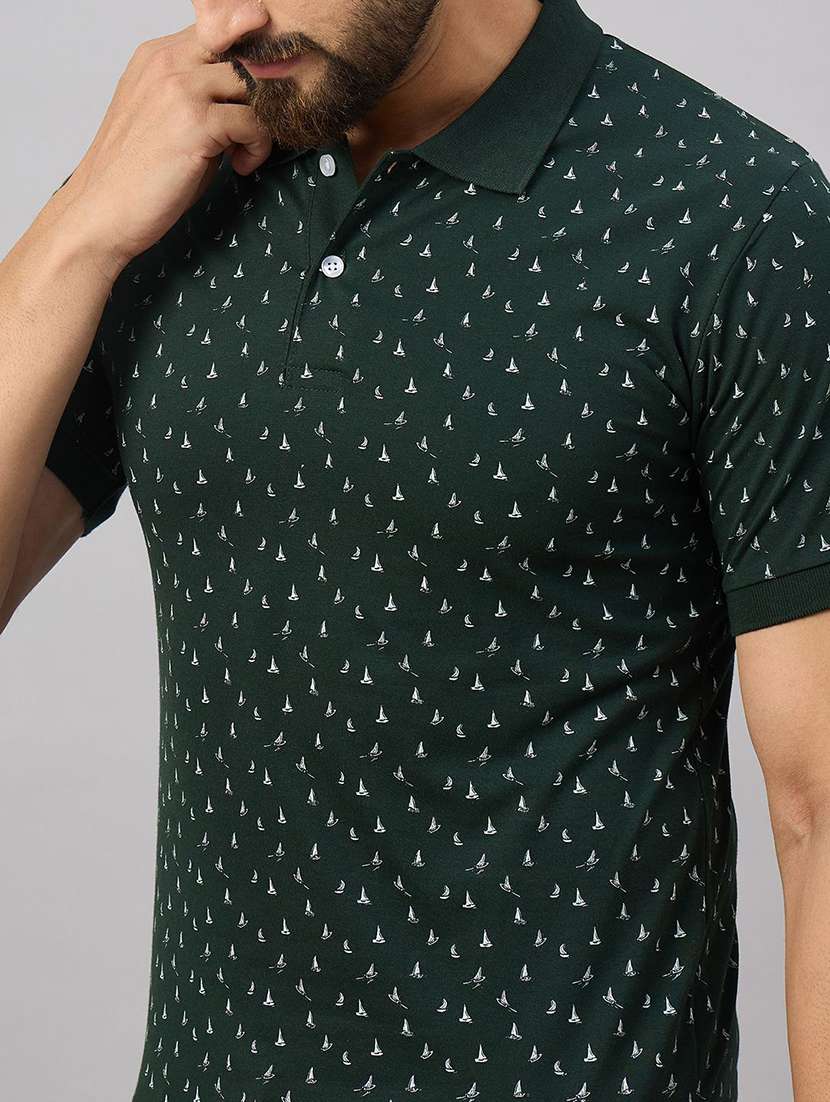 men printed short sleeve slim fit polo t-shirt - 22291632 -  Standard Image - 4