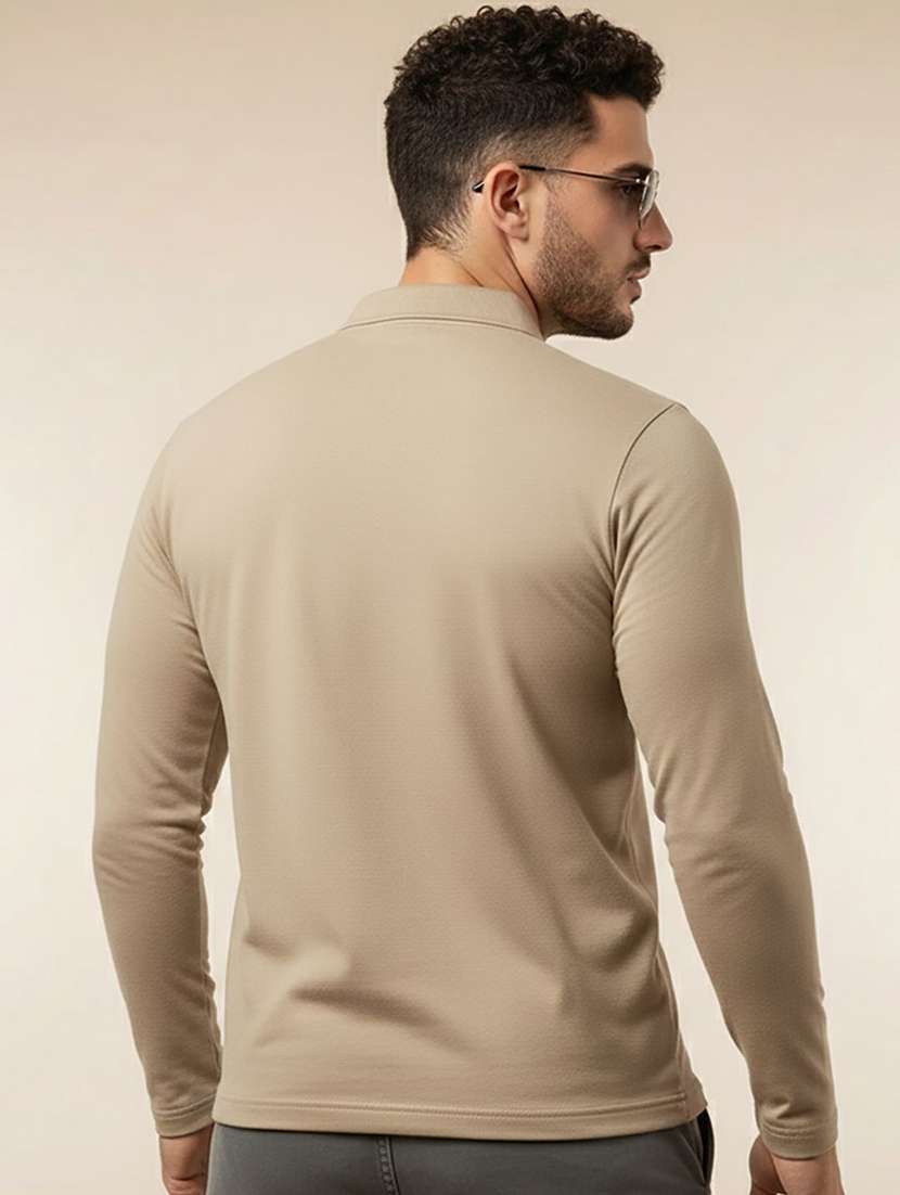 men solid long sleeve polo t-shirt - 22291670 -  Standard Image - 1
