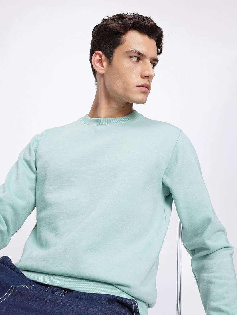 men solid long sleeve regular fit sweatshirt
