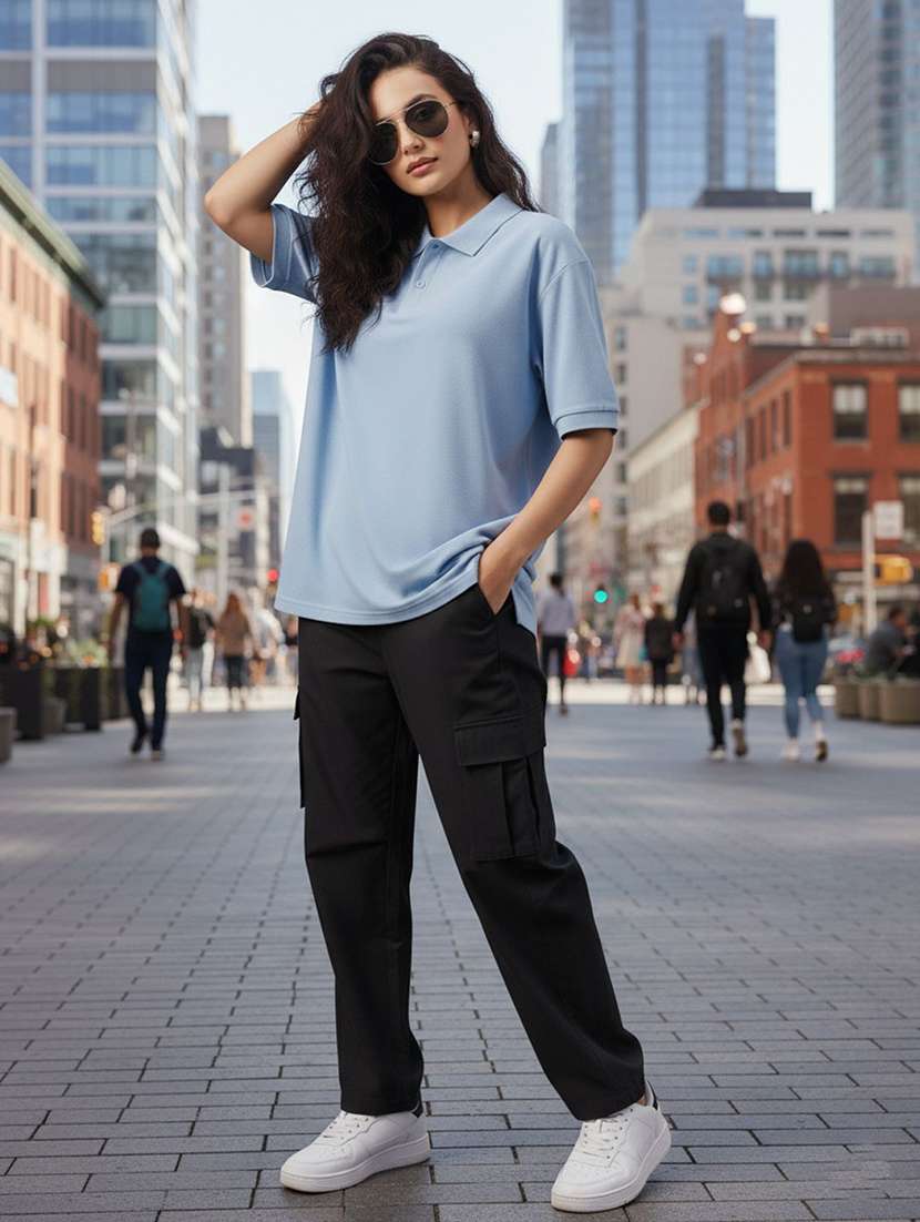 women solid short sleeve polo t-shirt - 22291709 -  Standard Image - 4