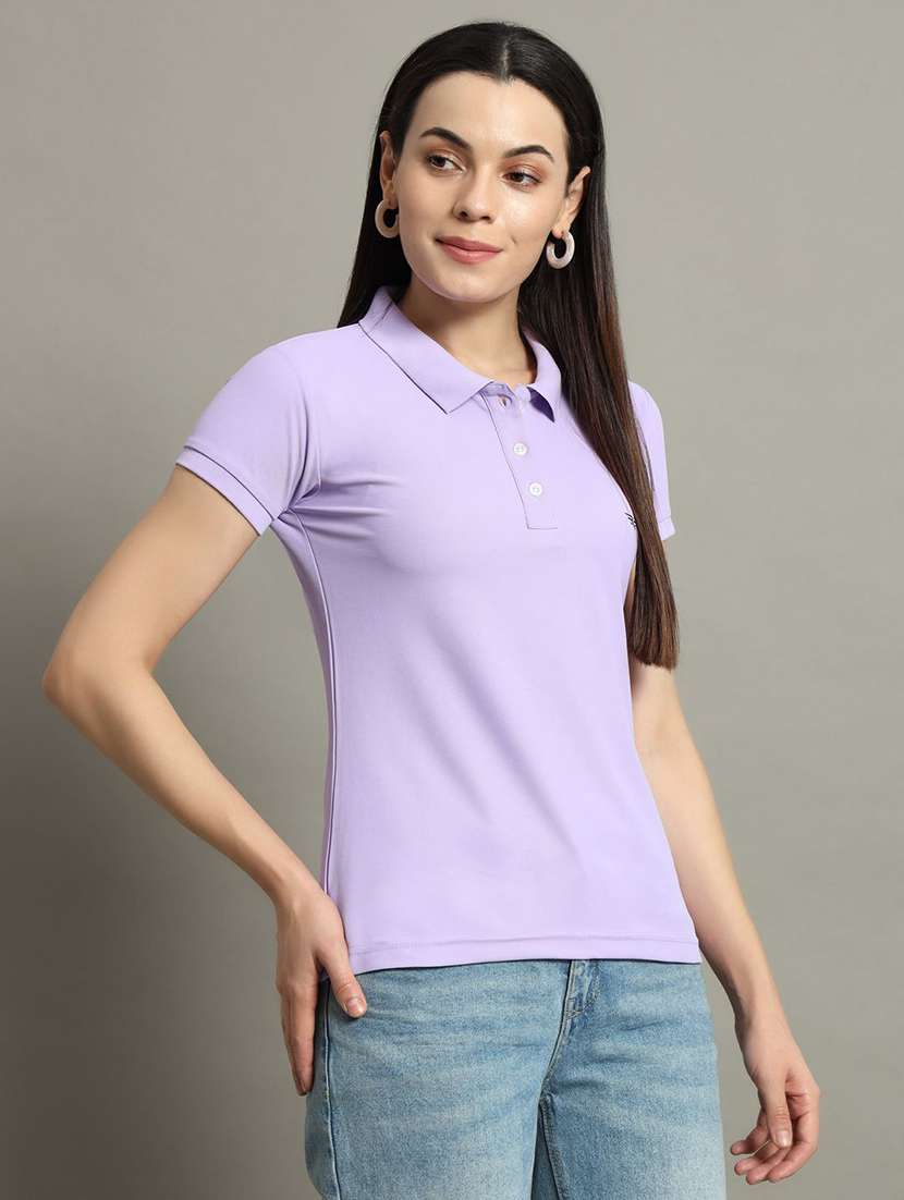 women solid short sleeve polo t-shirt - 22291716 -  Standard Image - 1