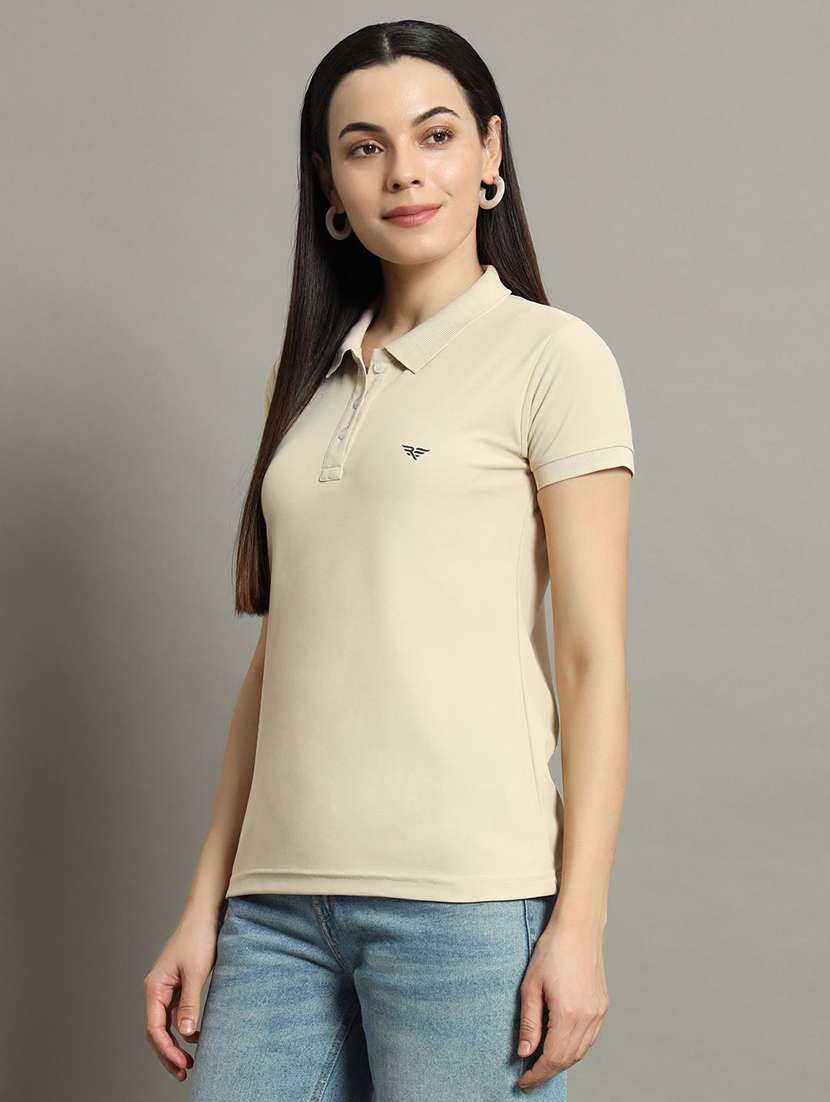 women solid short sleeve polo t-shirt - 22291722 -  Standard Image - 1