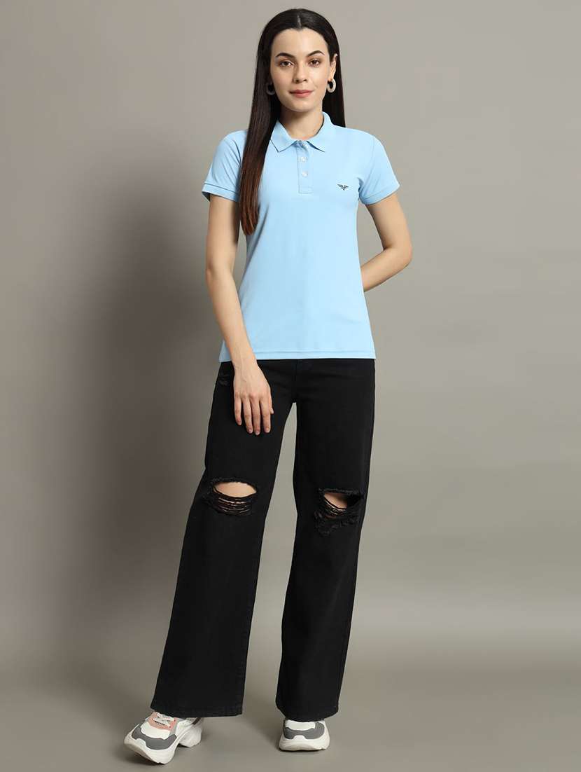 women solid short sleeve polo t-shirt - 22291725 -  Standard Image - 4