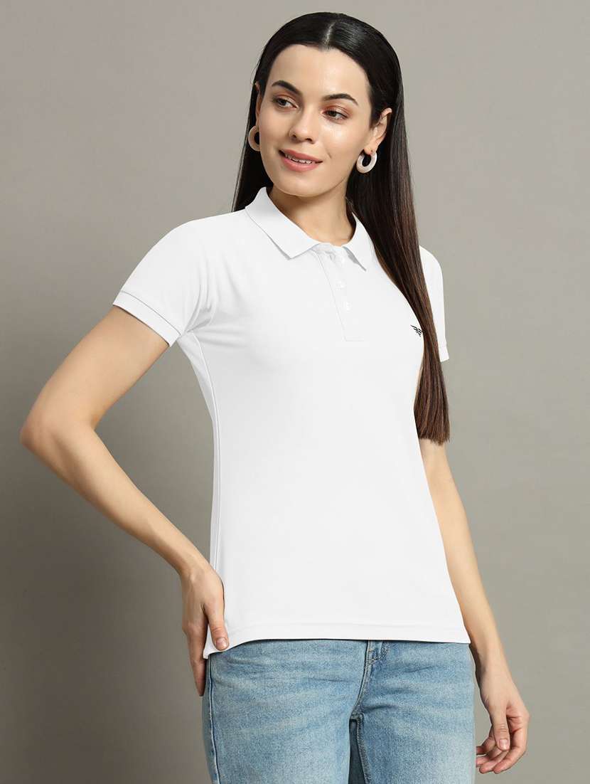 women solid short sleeve polo t-shirt - 22291726 -  Standard Image - 1