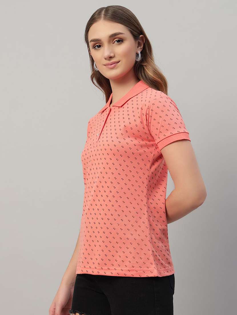 women printed short sleeve polo t-shirt - 22291728 -  Standard Image - 1