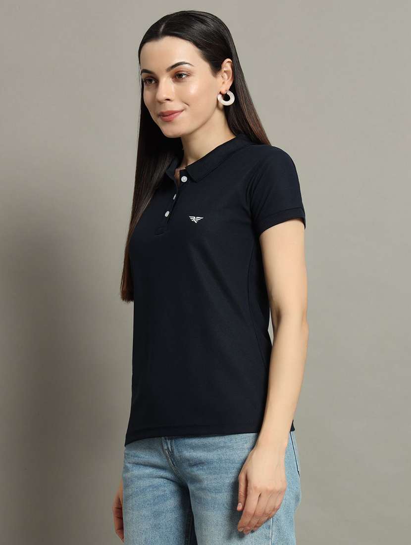 women solid short sleeve polo t-shirt - 22291730 -  Standard Image - 1