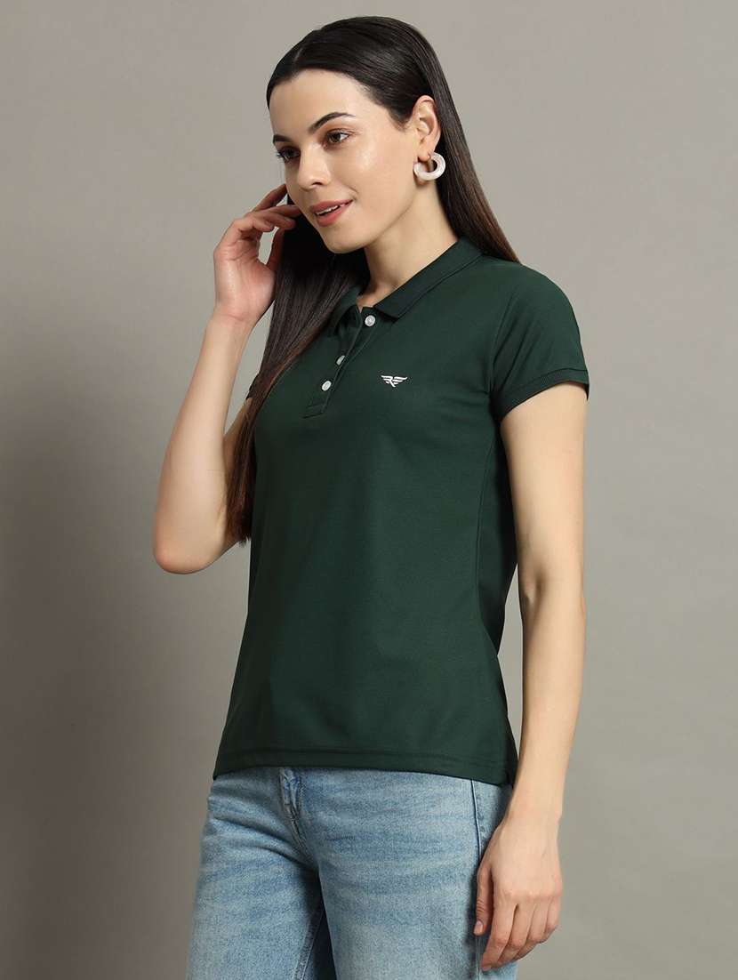 women solid short sleeve polo t-shirt - 22291737 -  Standard Image - 1