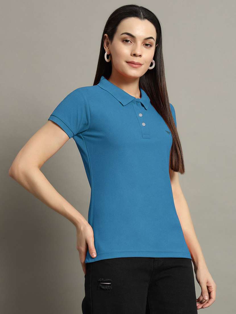 women solid short sleeve polo t-shirt - 22291743 -  Standard Image - 1