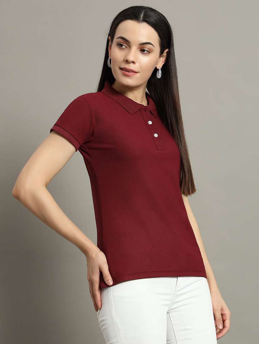 women solid short sleeve polo t-shirt - 22291745 -  Standard Image - 1