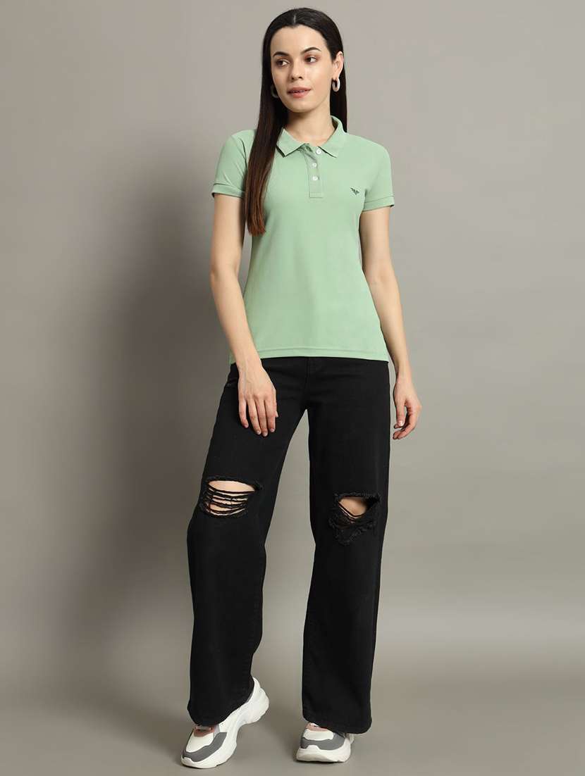 women solid short sleeve polo t-shirt - 22291747 -  Standard Image - 4