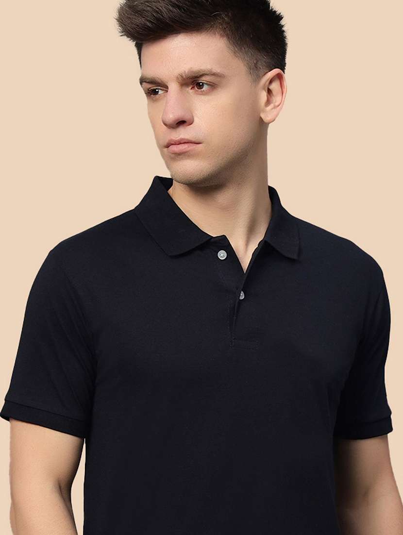 men solid short sleeve polo t-shirt