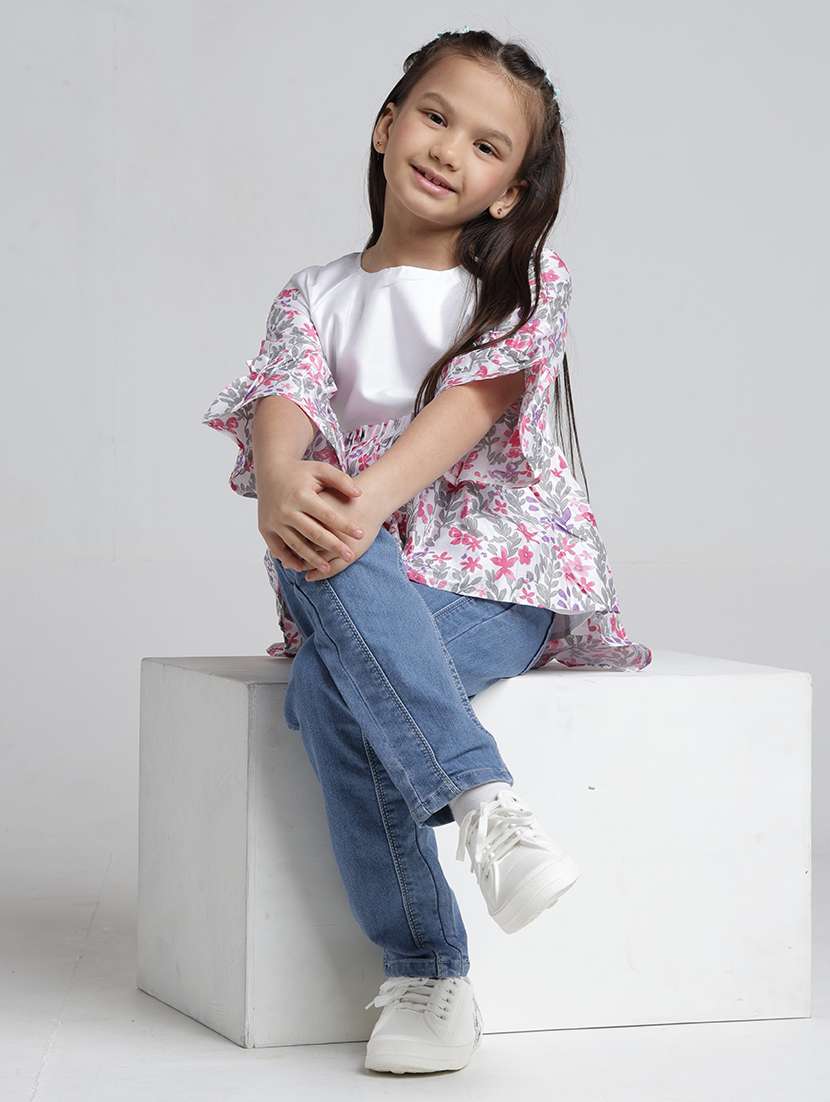 girls solid mid rise slim fit jeans - 22291967 -  Standard Image - 4