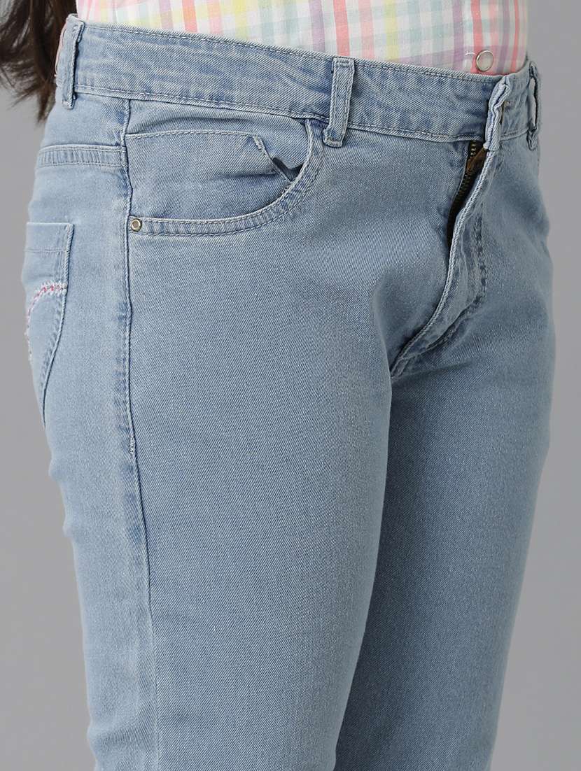 girls solid mid rise slim fit jean - 22291970 -  Standard Image - 4