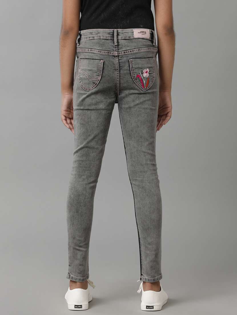 girls solid mid rise slim fit jean - 22291977 -  Standard Image - 1