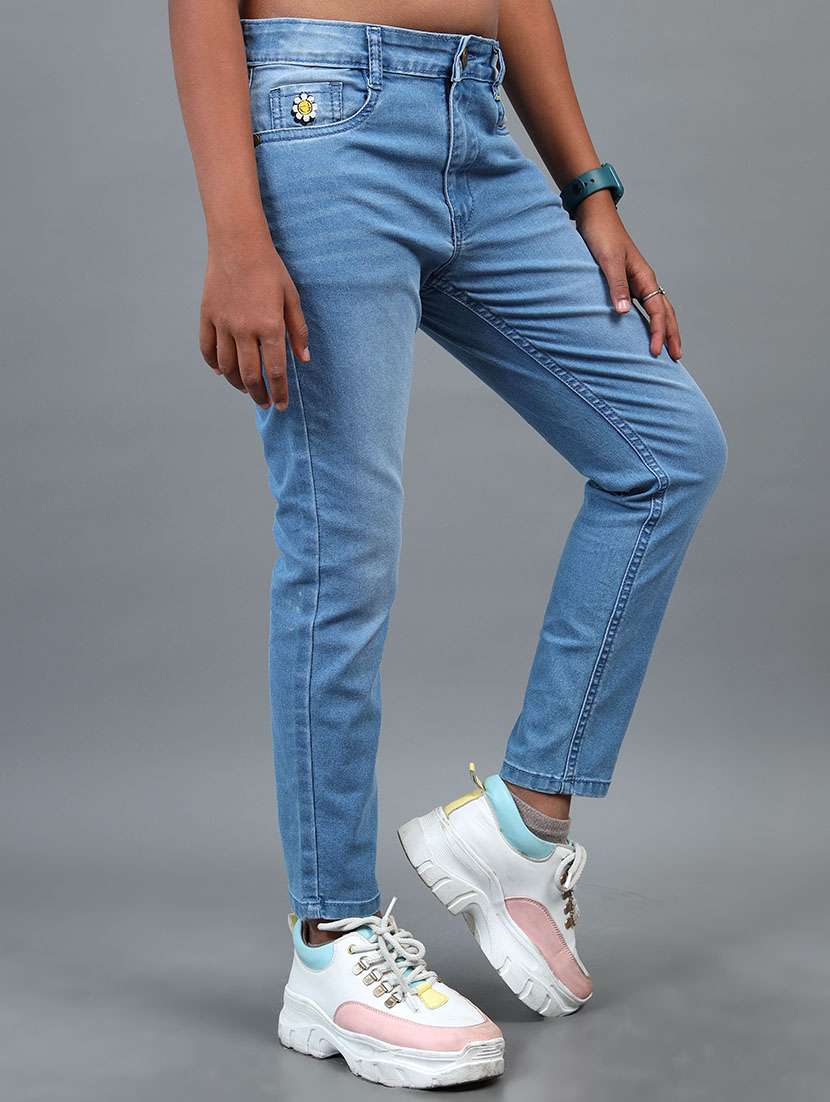 girls solid mid rise slim fit jean - 22291988 -  Standard Image - 1