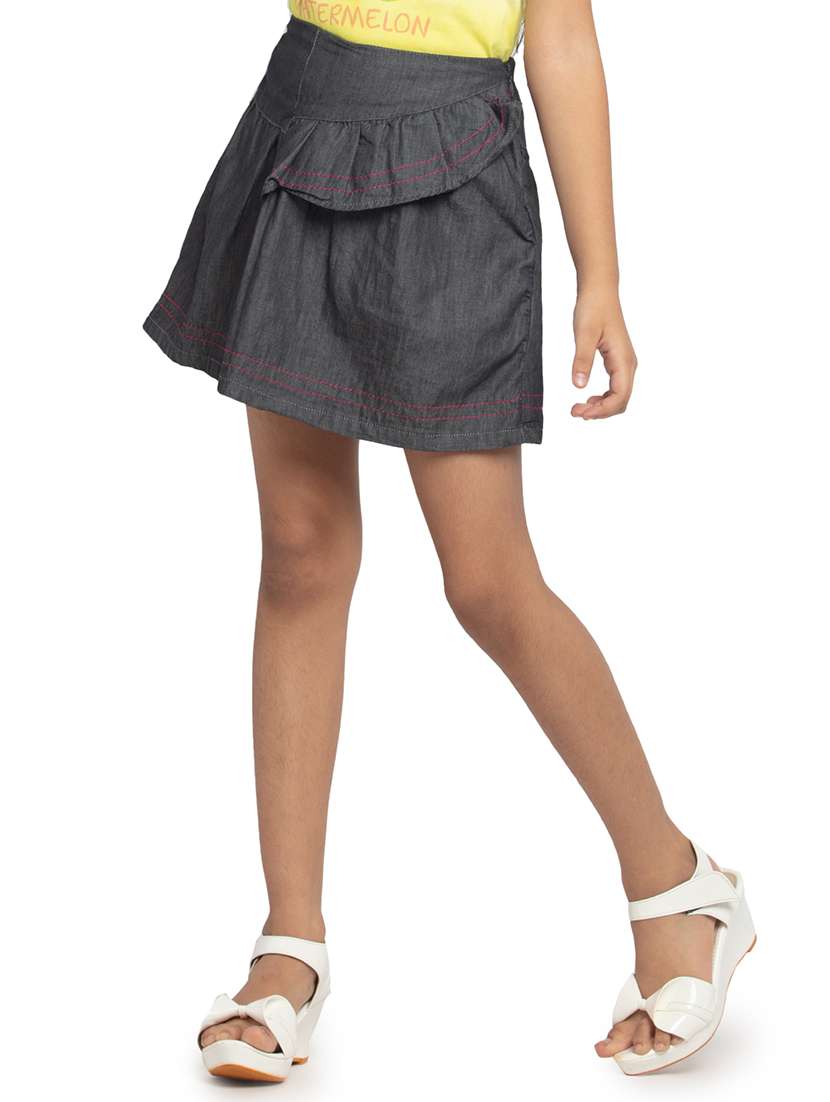 girls solid mid rise a-line skirt - 22291994 -  Standard Image - 1
