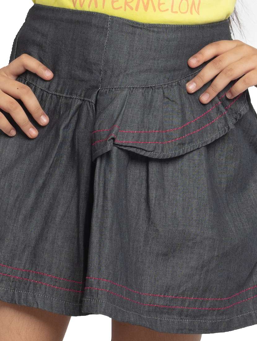 girls solid mid rise a-line skirt - 22291994 -  Standard Image - 4