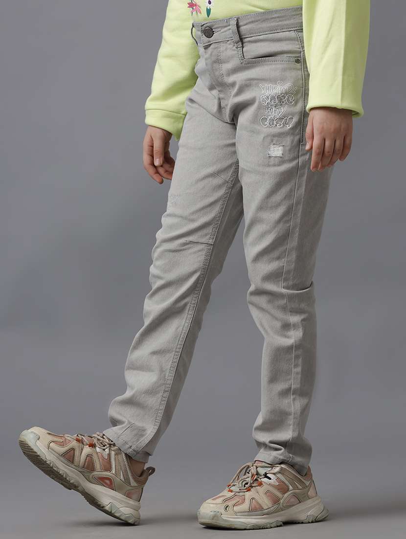 girls solid mid rise slim fit jeans - 22291995 -  Standard Image - 1
