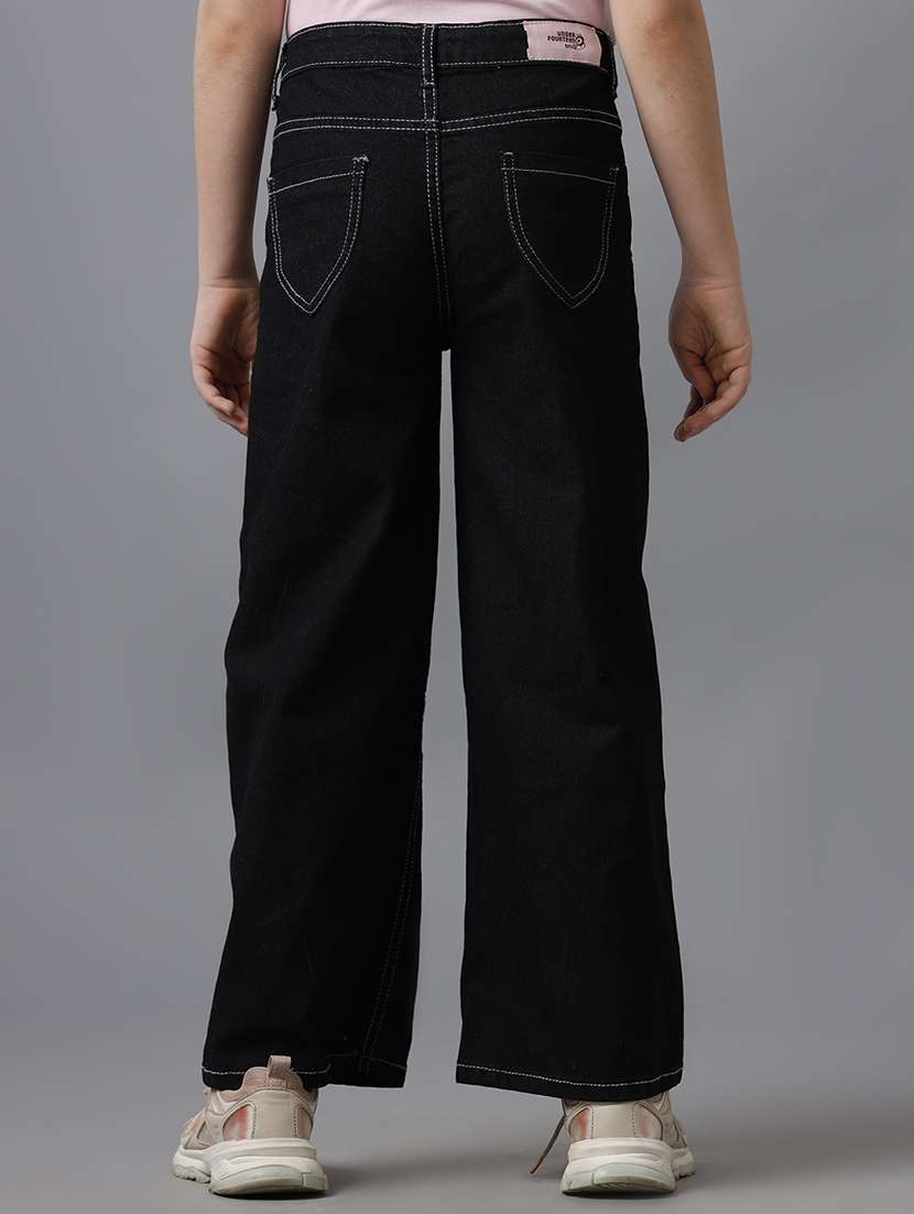 girls solid mid rise wide leg jeans - 22291997 -  Standard Image - 1