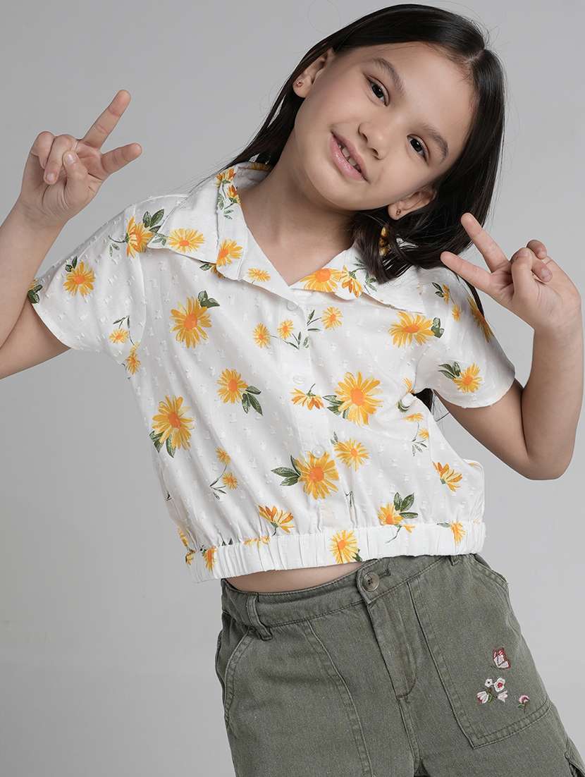 girls printed short sleeve crop top - 22292107 -  Standard Image - 1