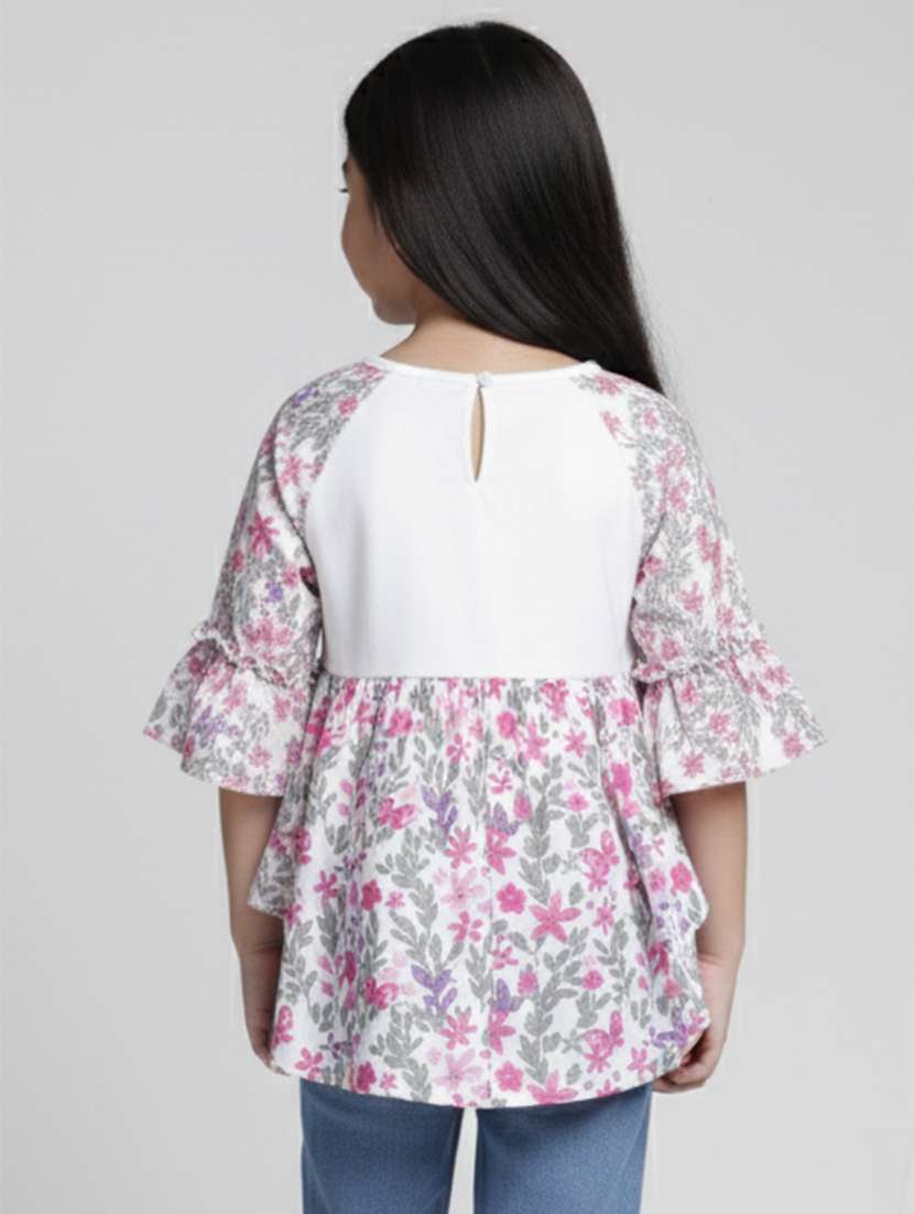 girls floral print bell sleeve high low top - 22292108 -  Standard Image - 1