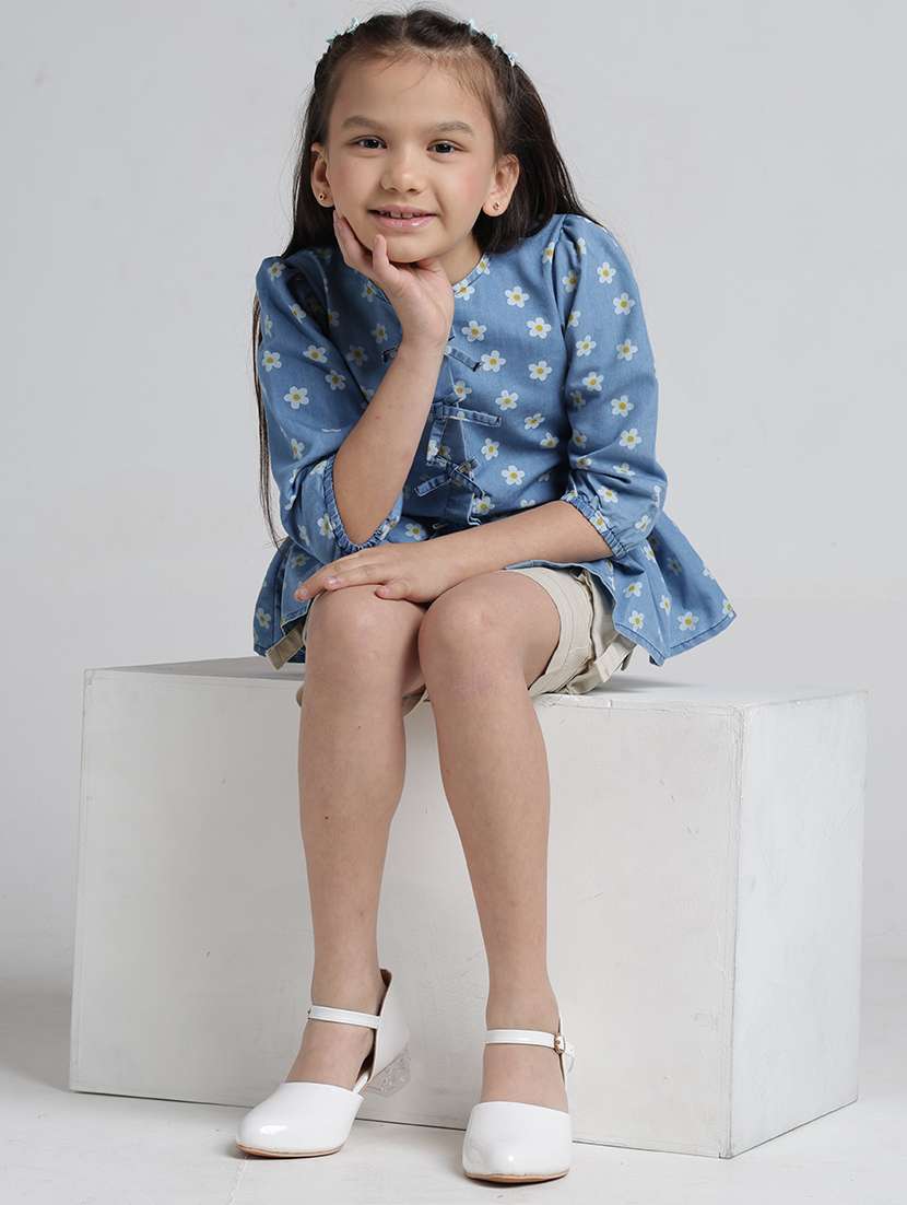 girls floral print puff sleeve peplum top - 22292109 -  Standard Image - 4