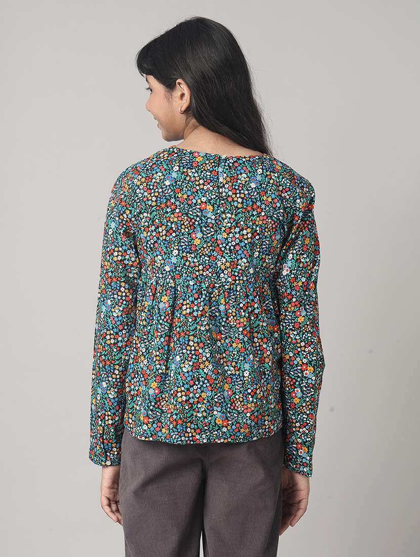 girls printed long sleeve a-line top - 22292121 -  Standard Image - 1