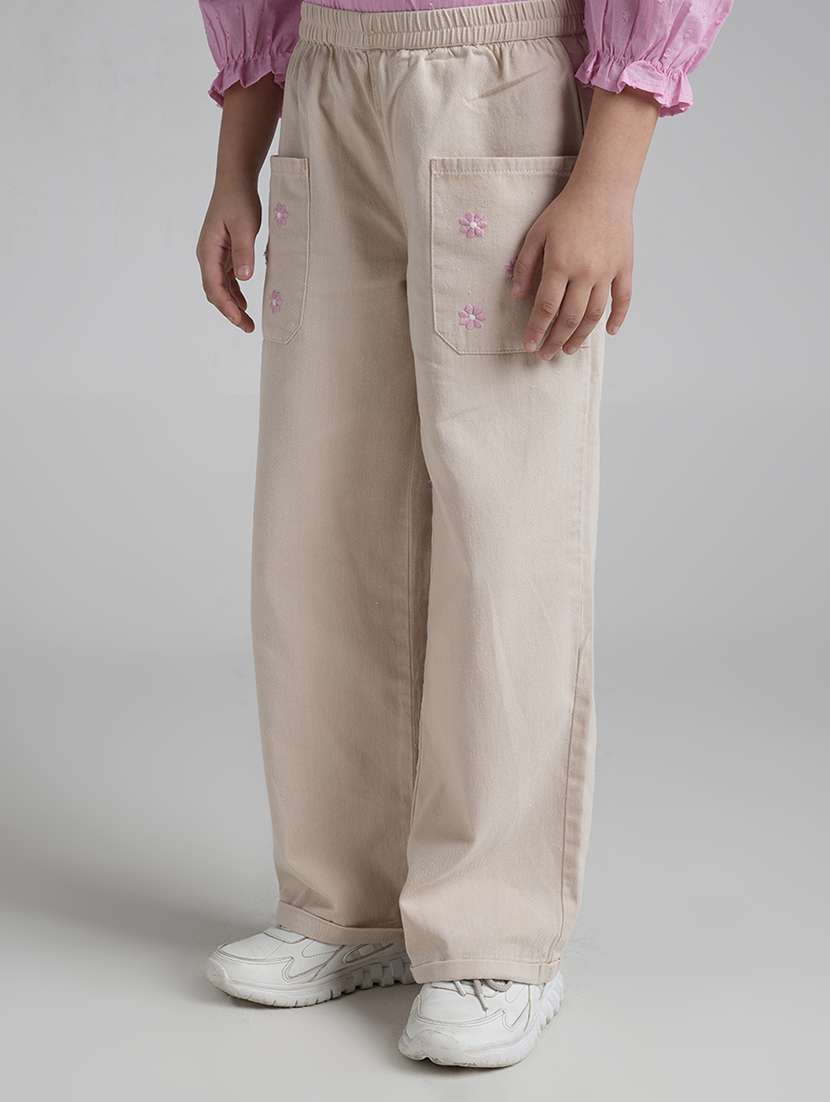 girls embroidered mid rise straight trouser - 22292138 -  Standard Image - 1