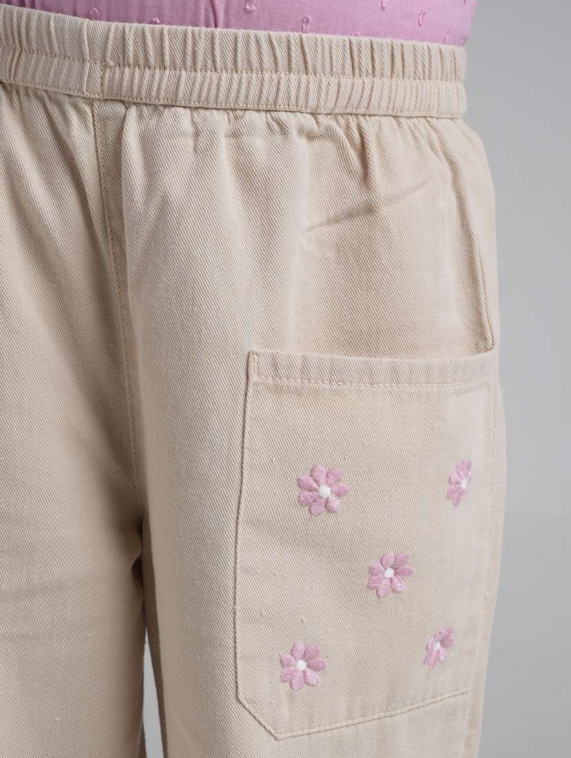 girls embroidered mid rise straight trouser - 22292138 -  Standard Image - 4