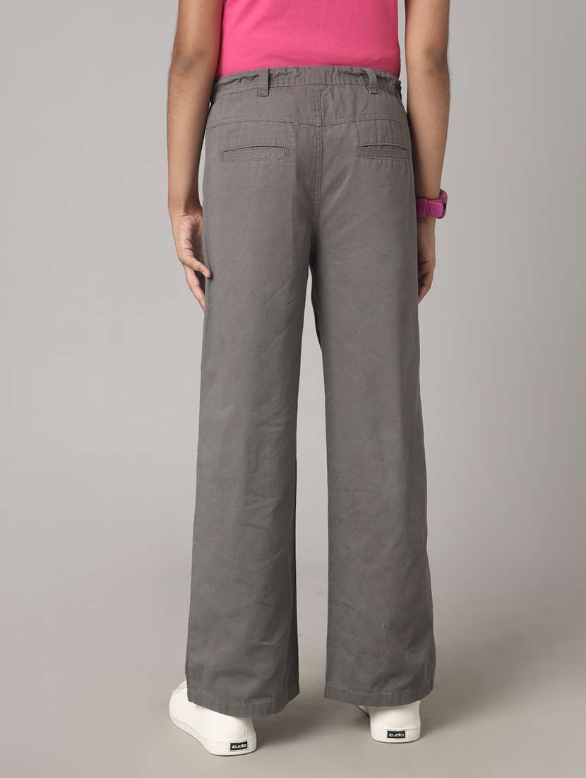 girls solid mid rise straight trouser - 22292140 -  Standard Image - 1