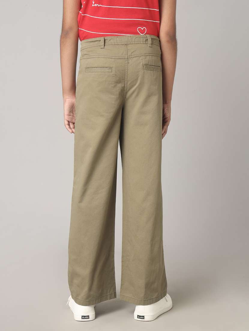 girls solid mid rise straight trouser - 22292141 -  Standard Image - 1