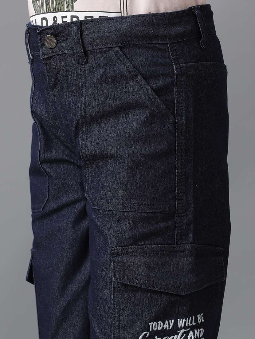 girls solid mid rise denim cargo - 22292166 -  Standard Image - 4