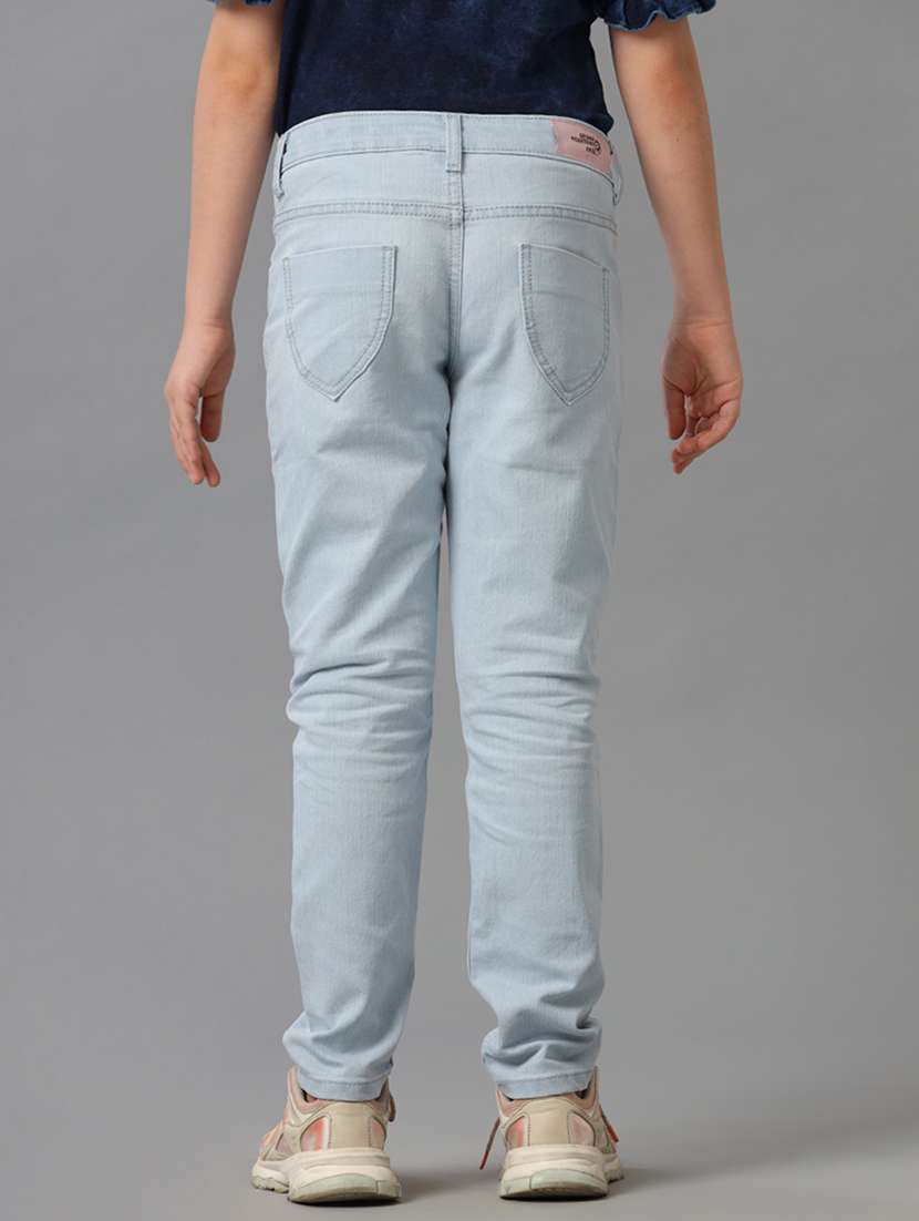 girls solid mid rise slim fit jeans - 22292168 -  Standard Image - 1