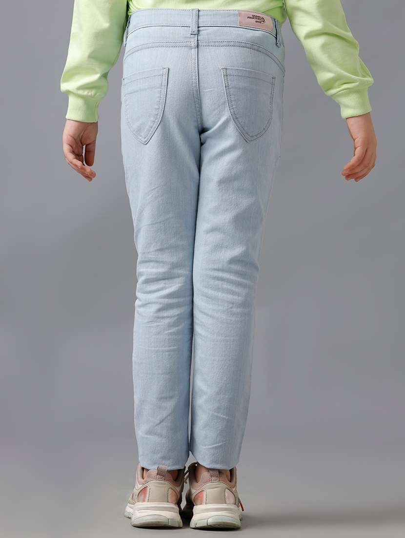 Girls Solid Mid Rise Slim Fit Jeans - 22292169 -  Standard Image - 1
