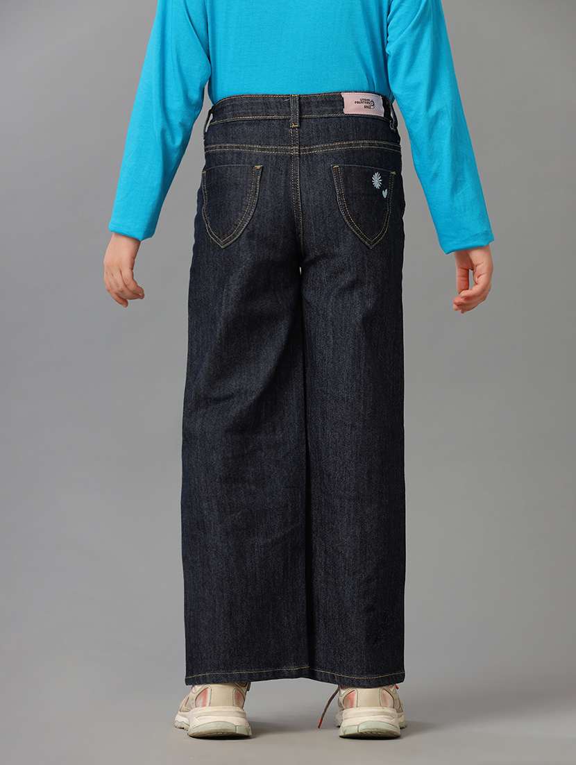 girls solid mid rise wide leg jeans - 22292171 -  Standard Image - 1