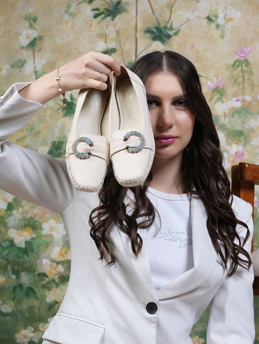 women cream slip on ballerina - 22292179 -  Standard Image - 1