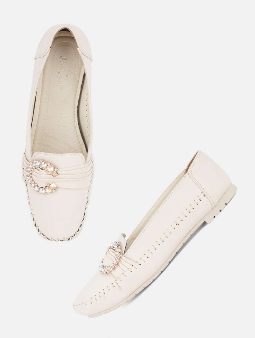 women cream slip on ballerina - 22292179 -  Standard Image - 4