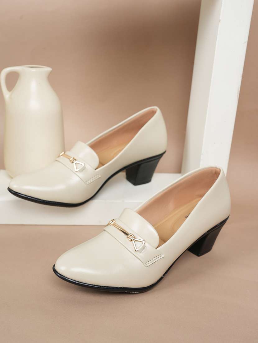 women solid slip on pump