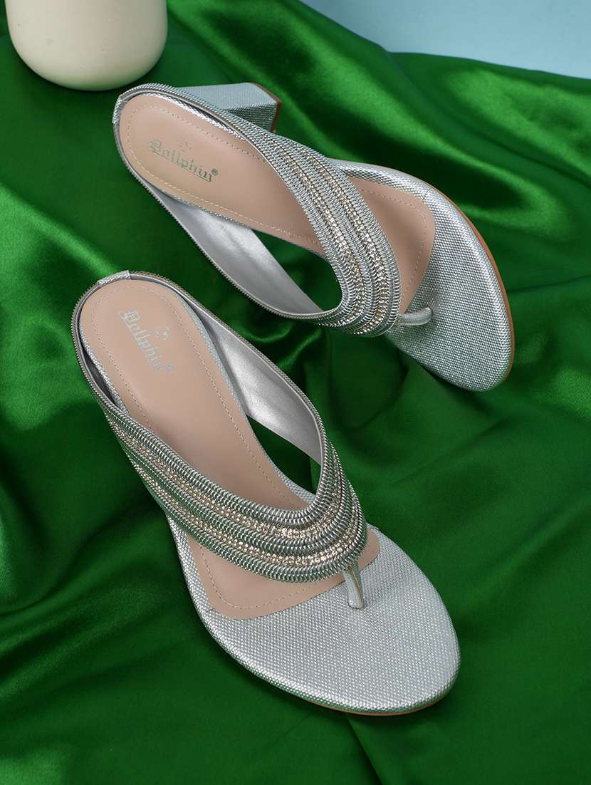 women embellsihed slip on sandal