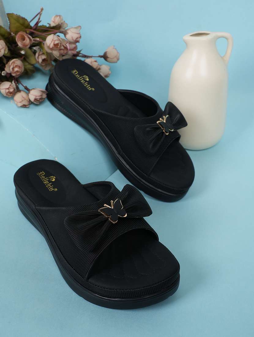 women solid platform wedge