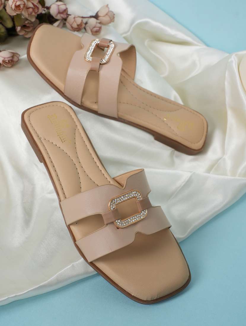 women black slip on flat sandal