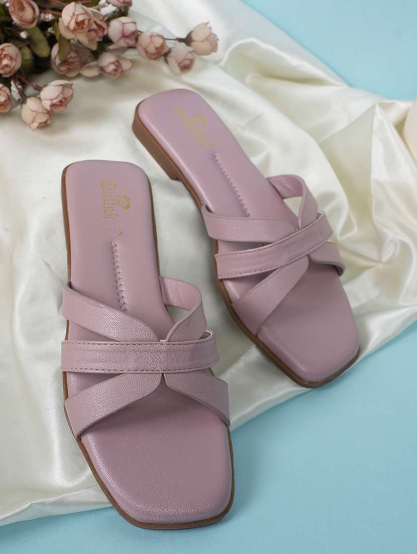 women solid slip on flat sandal