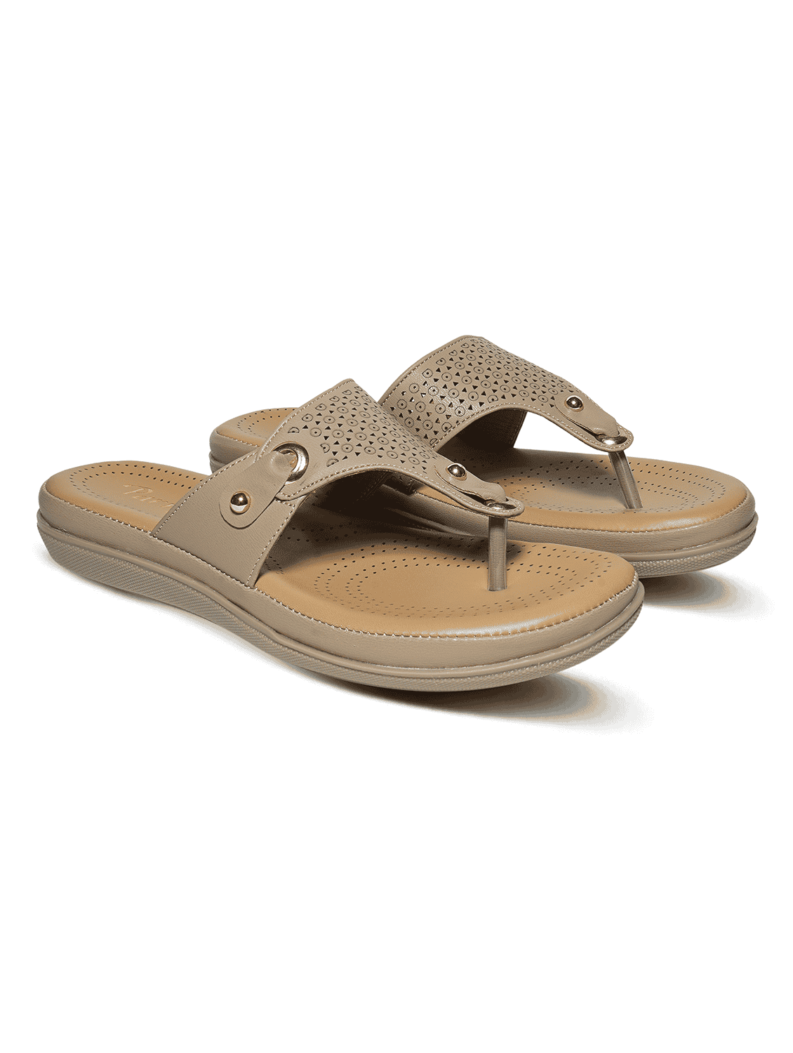 women beige slip on flat sandals - 22292277 -  Standard Image - 1