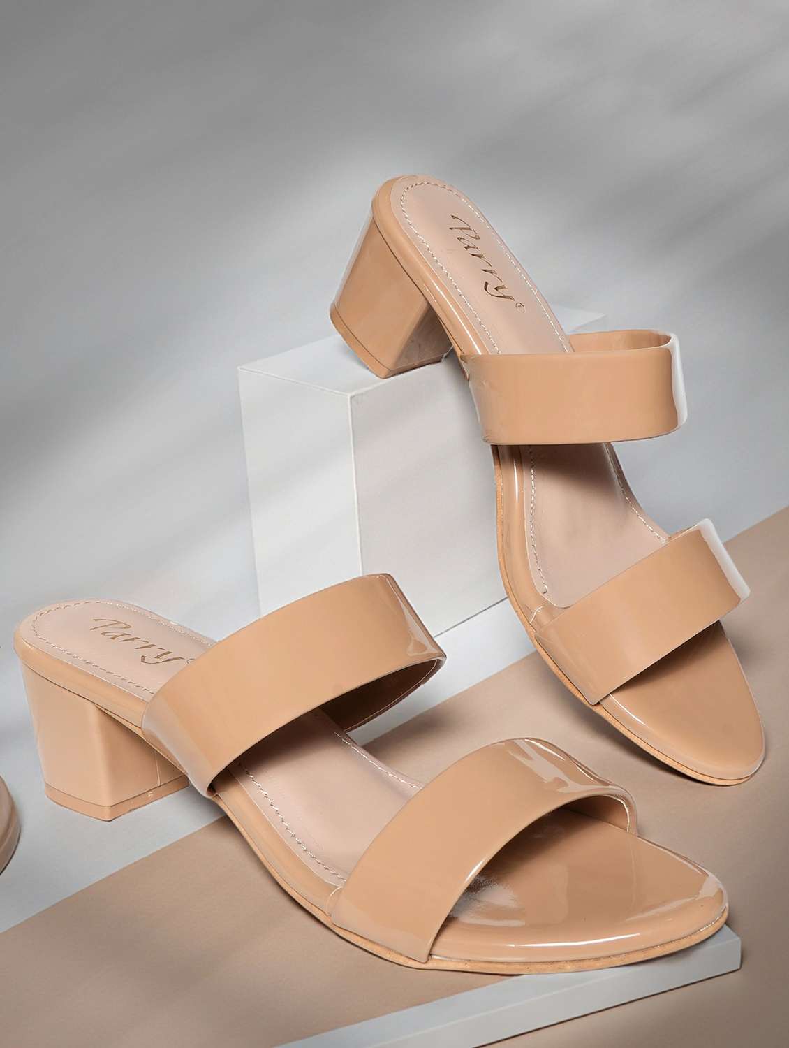 women beige solid slip on sandal